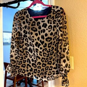 Banana Republic Leopard Print Blouse - Black and Brown size XS